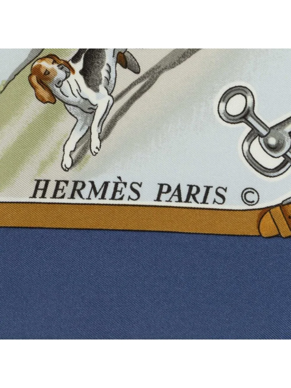 Hermes Scarf Blue Green Brown Silk